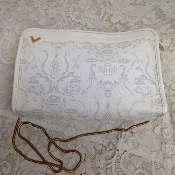 Mario Valentino White Jacquard Clutch Crossbody 11in x 8in x 2.5in