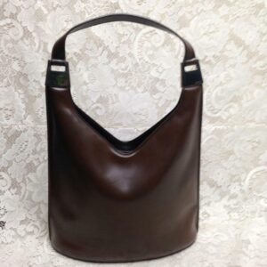 Vintage Gucci Italy Brown Enamel-Patent Purse-Shoulder Bag 13in x 12in x 4in