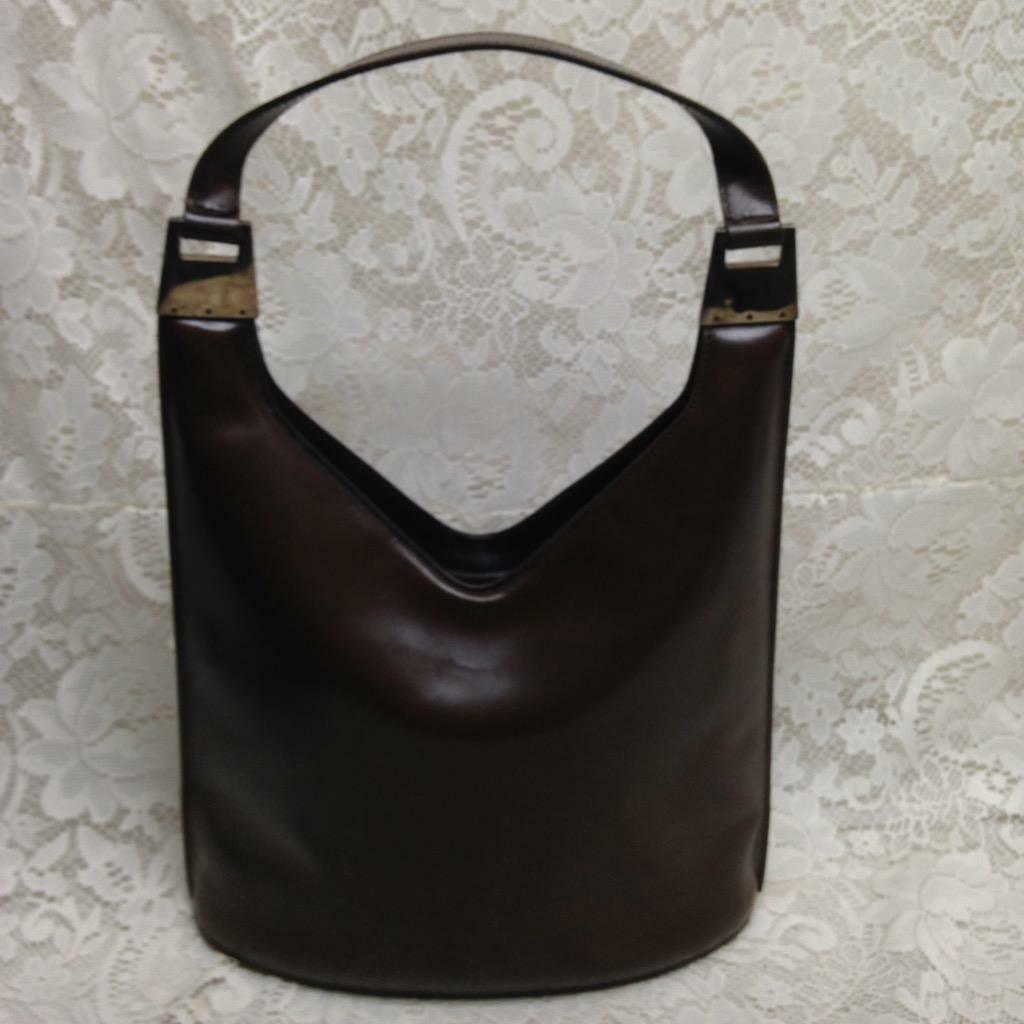 Vintage Gucci Italy Brown Enamel-Patent Purse-Shoulder Bag 13in x 12in x 4in