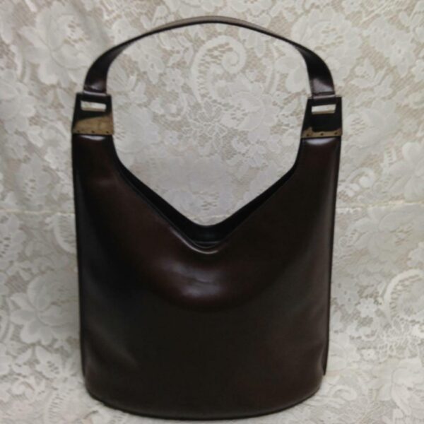 Vintage Gucci Italy Brown Enamel-Patent Purse-Shoulder Bag 13in x 12in x 4in