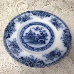 Antique, Rare, Yeddo, England, Variant Flow Blue Willow 10in Dinner Plate