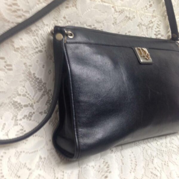 Vintage Christian Dior Black Leather Adjustable Shoulder- Handbag