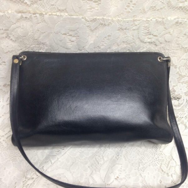 Vintage Christian Dior Black Leather Adjustable Shoulder- Handbag