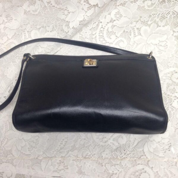 Vintage Christian Dior Black Leather Adjustable Shoulder- Handbag