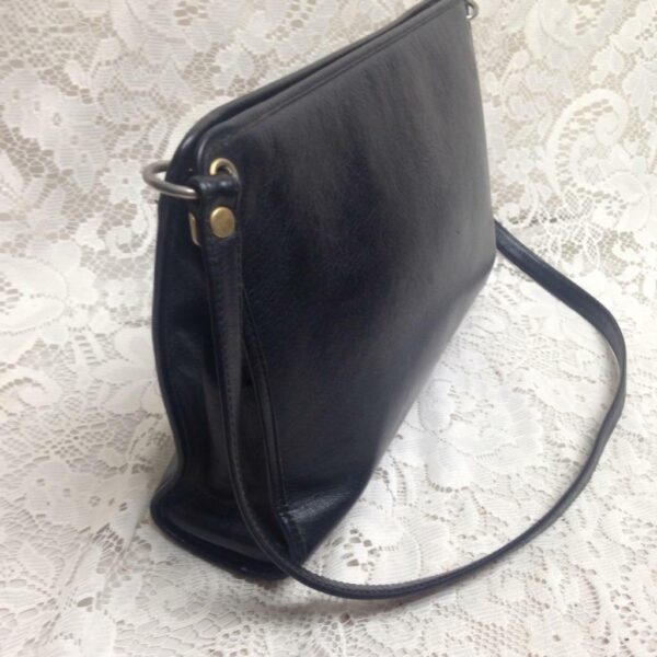 Vintage Christian Dior Black Leather Adjustable Shoulder- Handbag