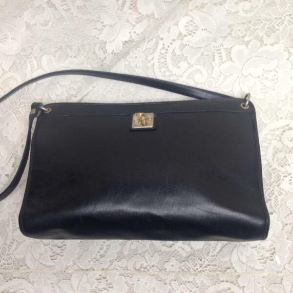 Vintage Christian Dior Black Leather Adjustable Shoulder- Handbag