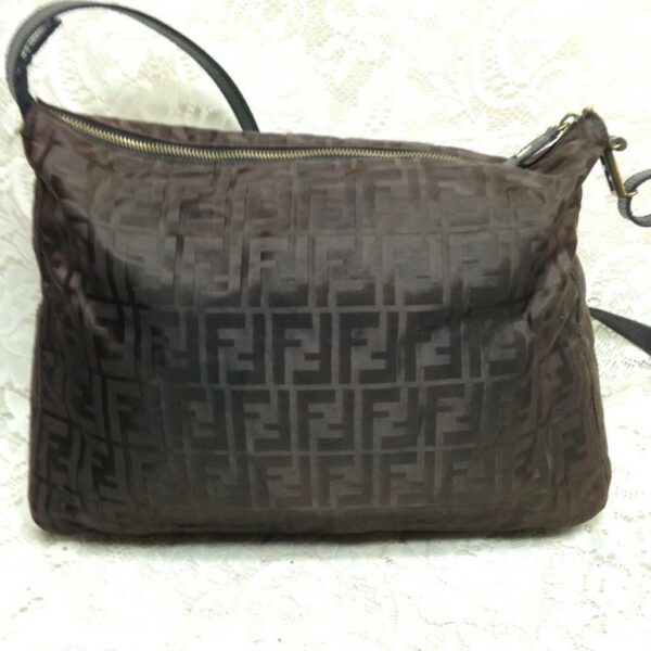 Vintage Fendi Zucca Brown Nylon Shoulder-Crossbody Bag 13in x 10in x 4.5in