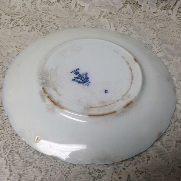 Antique, Rare, Yeddo, England, Variant Flow Blue Willow 10in Dinner Plate