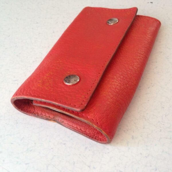 Authentic, Hermes Tangerine Leather 6-Hooks Key Case 4in x 2.5in