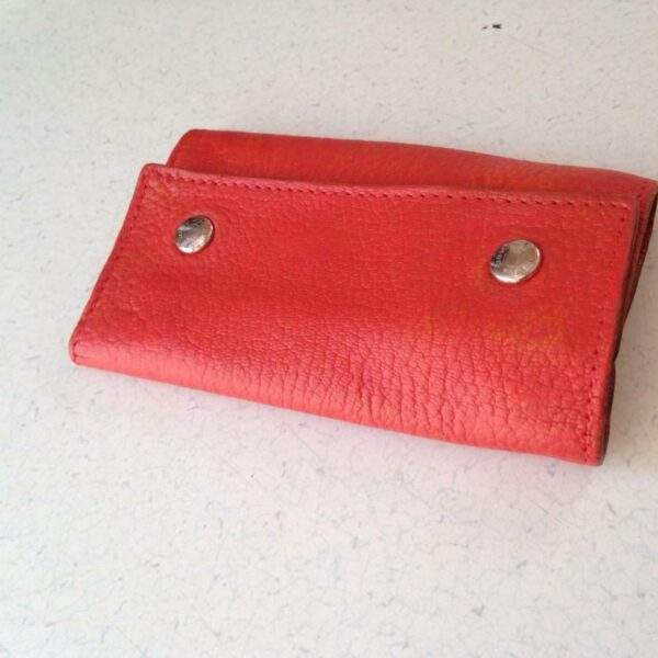 Authentic, Hermes Tangerine Leather 6-Hooks Key Case 4in x 2.5in