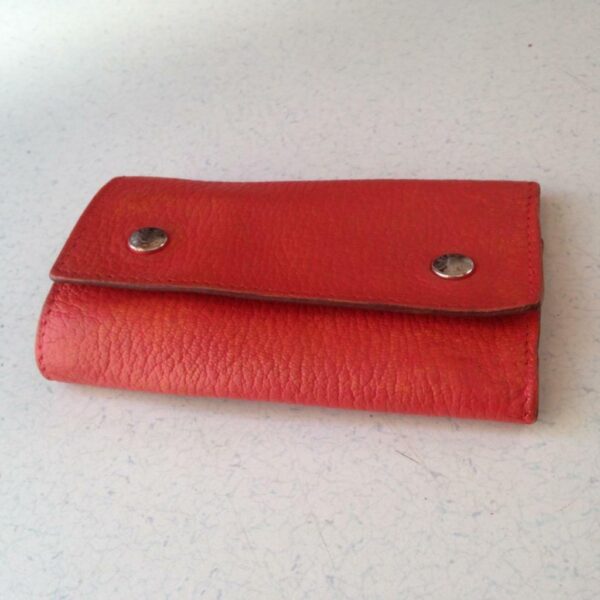 Authentic, Hermes Tangerine Leather 6-Hooks Key Case 4in x 2.5in