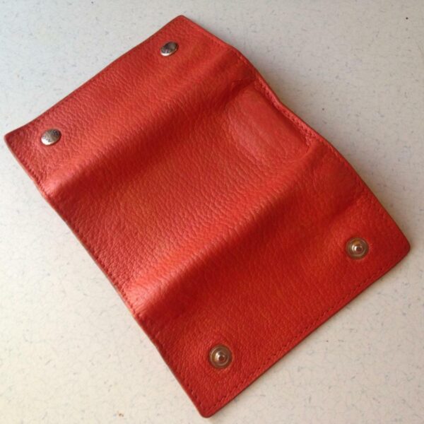 Authentic, Hermes Tangerine Leather 6-Hooks Key Case 4in x 2.5in