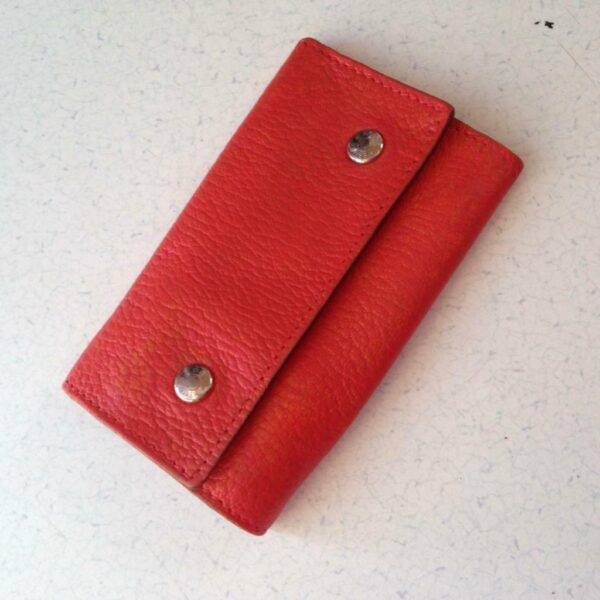 Authentic, Hermes Tangerine Leather 6-Hooks Key Case 4in x 2.5in