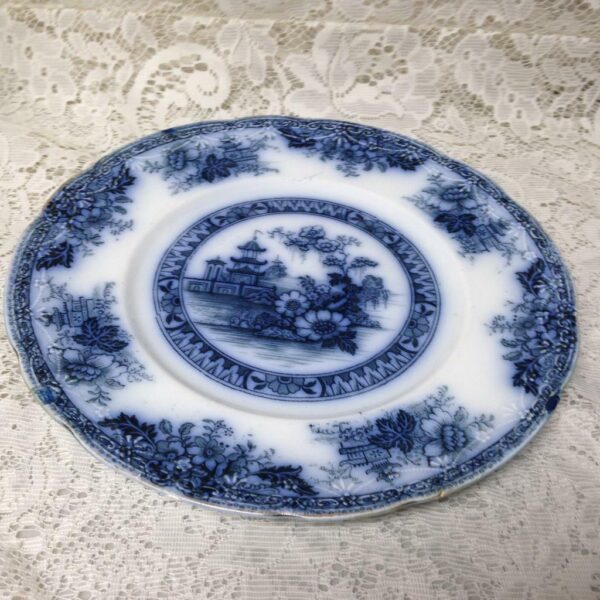 Antique, Rare, Yeddo, England, Variant Flow Blue Willow 10in Dinner Plate