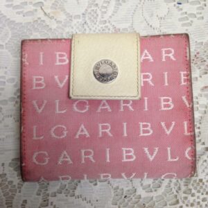 Authentic, Bulgari Pink Mono Canvas Compact Bi-fold Wallet 4.5in x 4in