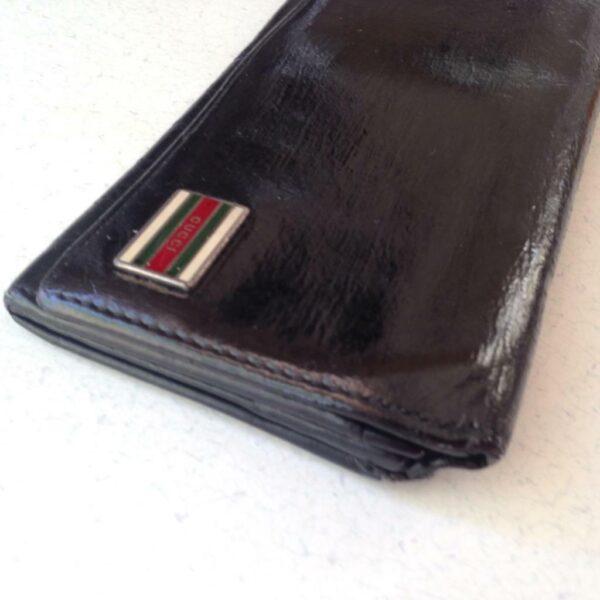 Authentic, Gucci Black Leather Long Bi-fold Wallet 7in x 4in