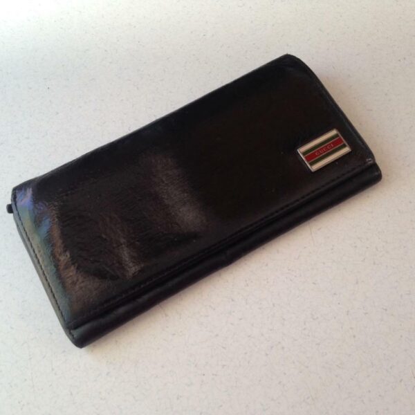 Authentic, Gucci Black Leather Long Bi-fold Wallet 7in x 4in