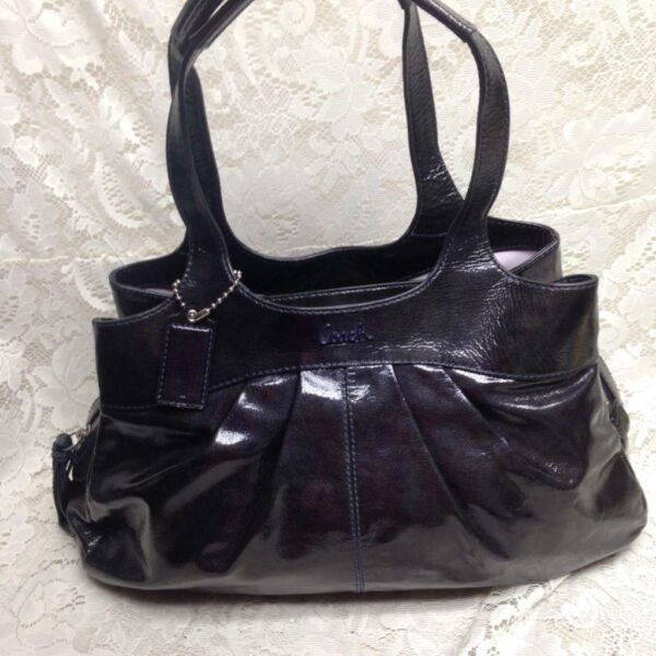 Authentic Coach Black Patent Leather Shoulder Bag 16in x 10in x 5in