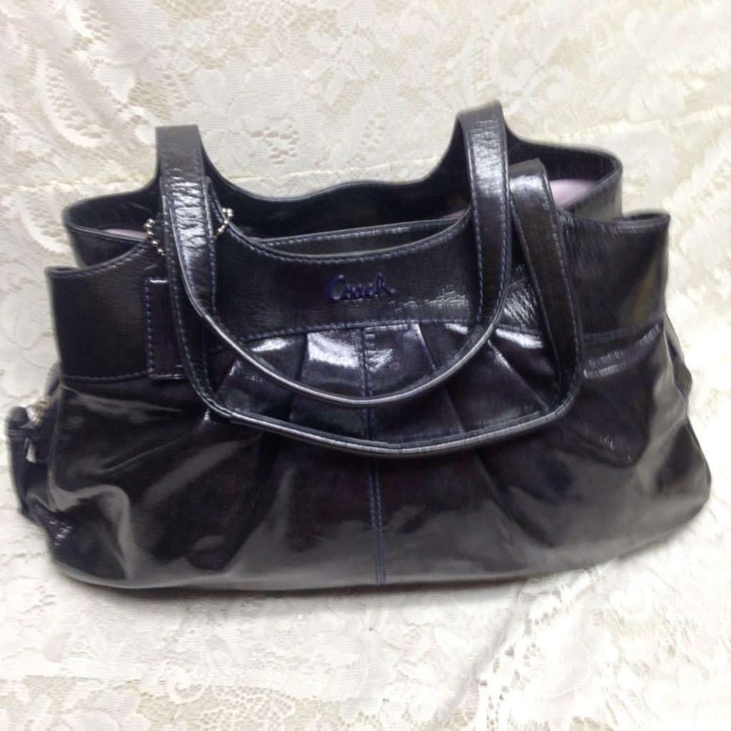 Authentic Coach Black Patent Leather Shoulder Bag 16in x 10in x 5in