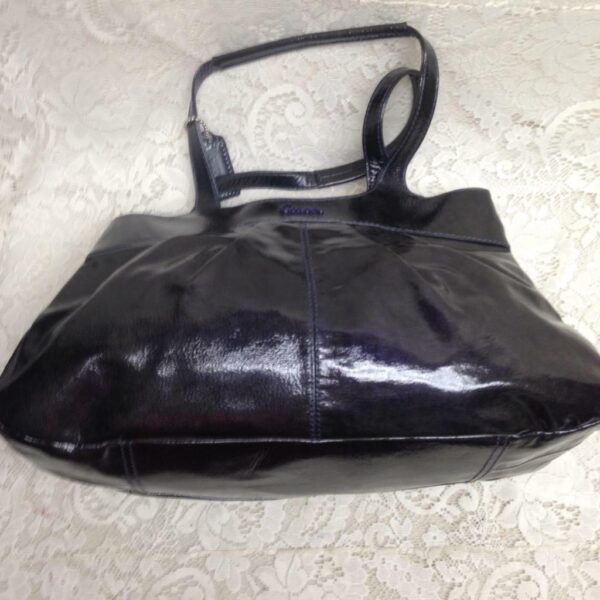 Authentic Coach Black Patent Leather Shoulder Bag 16in x 10in x 5in