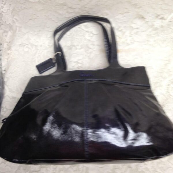 Authentic Coach Black Patent Leather Shoulder Bag 16in x 10in x 5in