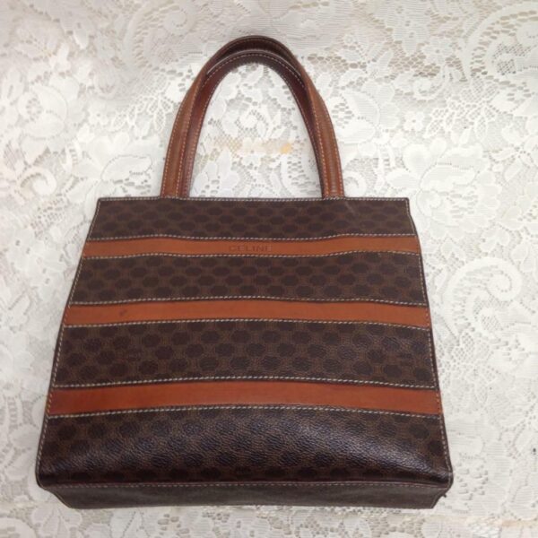 Celine, Paris, Italy Brown Macadam Small Tote-Handbag 10in x 9in x 2.5in