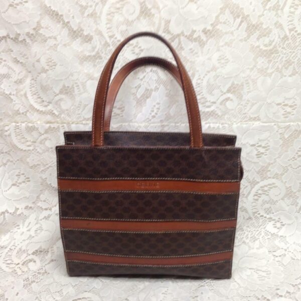 Celine, Paris, Italy Brown Macadam Small Tote-Handbag 10in x 9in x 2.5in