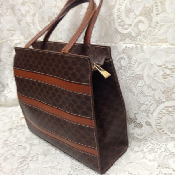 Celine, Paris, Italy Brown Macadam Small Tote-Handbag 10in x 9in x 2.5in