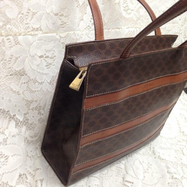 Celine, Paris, Italy Brown Macadam Small Tote-Handbag 10in x 9in x 2.5in