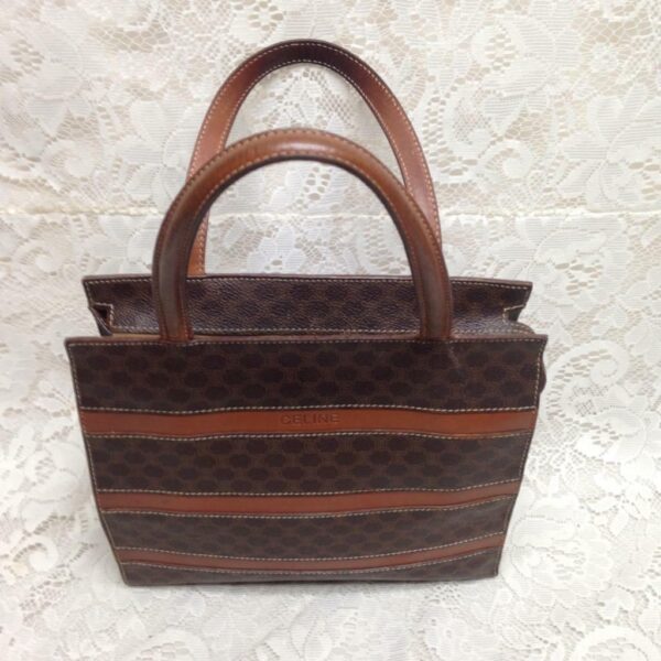 Celine, Paris, Italy Brown Macadam Small Tote-Handbag 10in x 9in x 2.5in