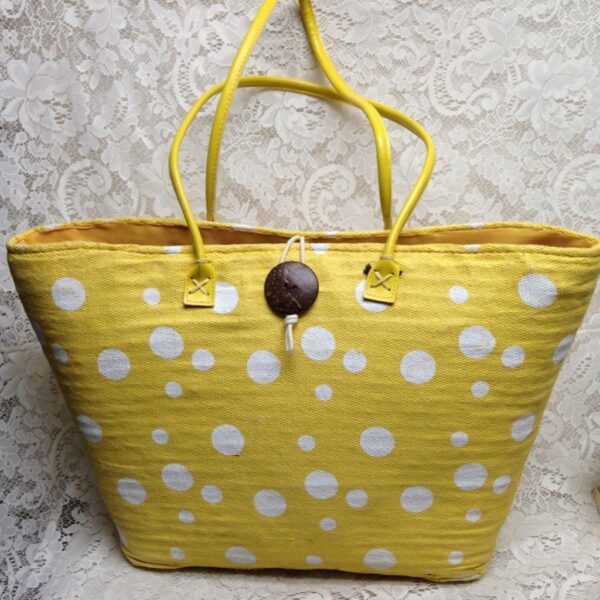 Sun n Sand Large Yellow Polka Dot Tote Shoulder Bag 22in x 14in x 5in