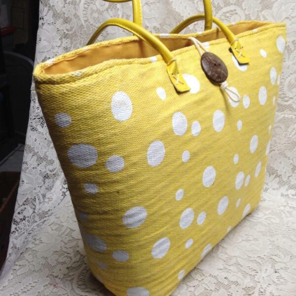 Sun n Sand Large Yellow Polka Dot Tote Shoulder Bag 22in x 14in x 5in