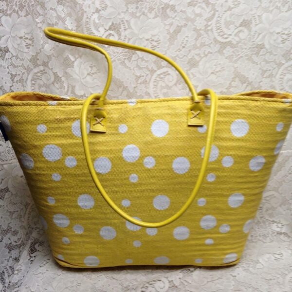 Sun n Sand Large Yellow Polka Dot Tote Shoulder Bag 22in x 14in x 5in