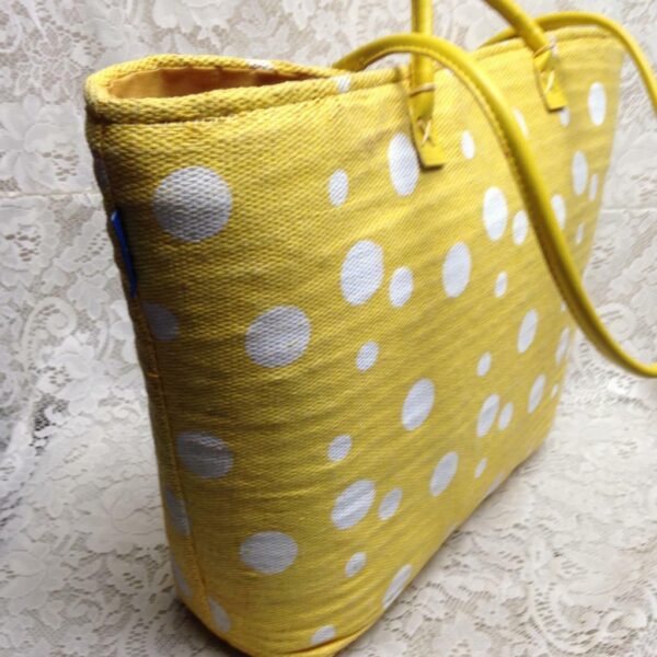 Sun n Sand Large Yellow Polka Dot Tote Shoulder Bag 22in x 14in x 5in