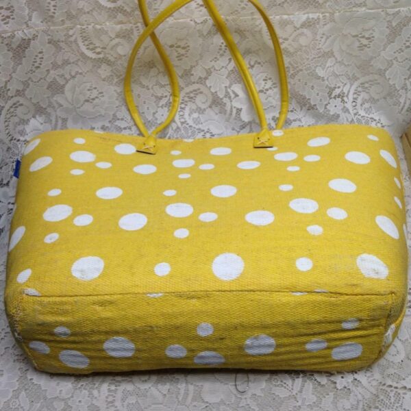 Sun n Sand Large Yellow Polka Dot Tote Shoulder Bag 22in x 14in x 5in