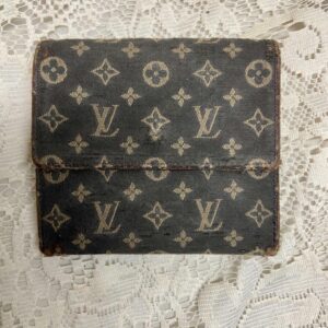 Authentic Louis Vuitton Brown Mini-Lin Unisex Canvas Compact Wallet 4.5inx4.5in