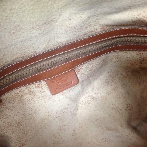 Celine, Paris, Italy Brown Macadam Bucket Drawstring Shoulder Bag 12in x 10in x