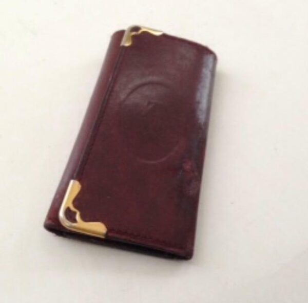 Authentic, Rare, Cartier Burgundy Leather 4 Hooks Key Case 3.75in x 1.75in