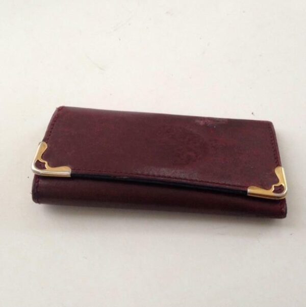 Authentic, Rare, Cartier Burgundy Leather 4 Hooks Key Case 3.75in x 1.75in