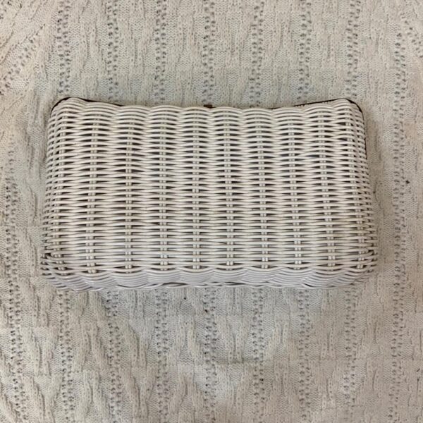 Vintage, White Wicker Style Clutch-Crossbody 10in x5.5in x 4in