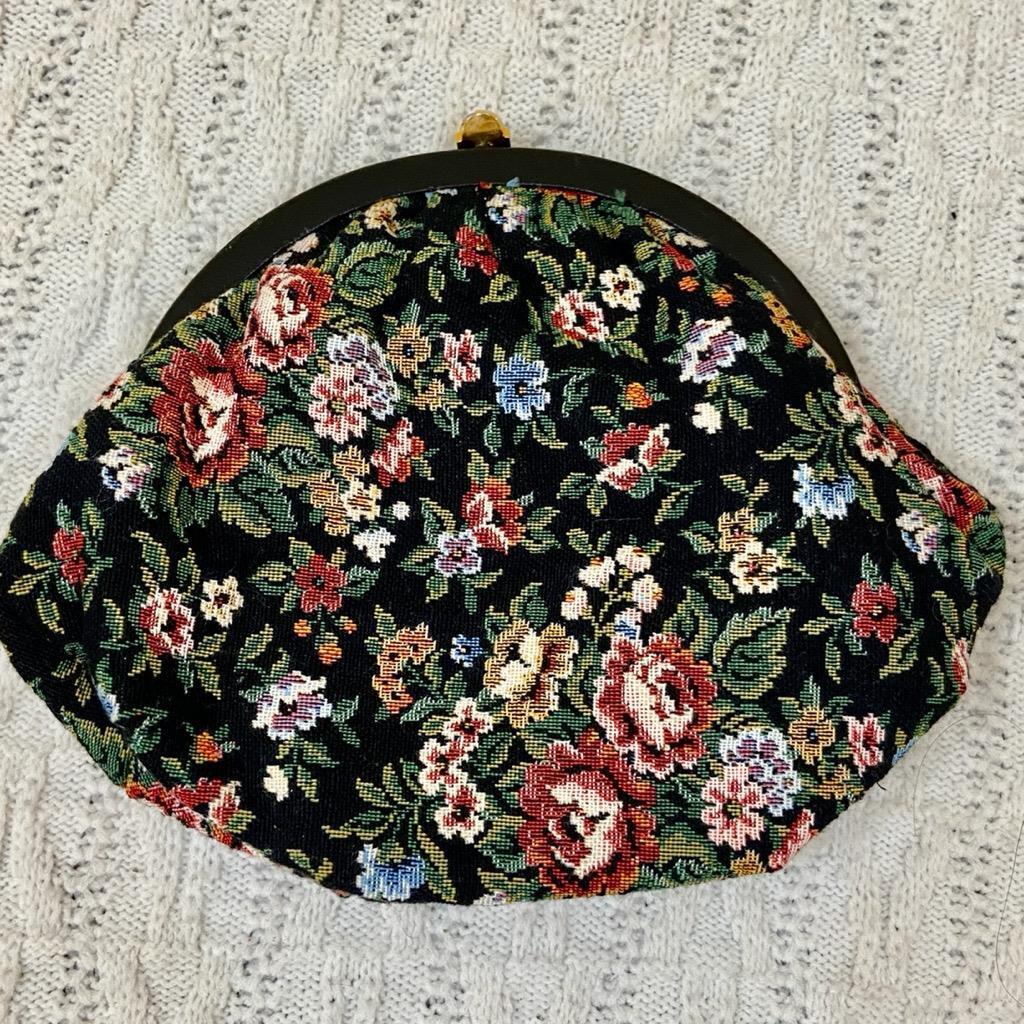 Vintage, Handibag, Floral Tapestry 2-way Clutch-Crossbody 9in x 7in x 2iin