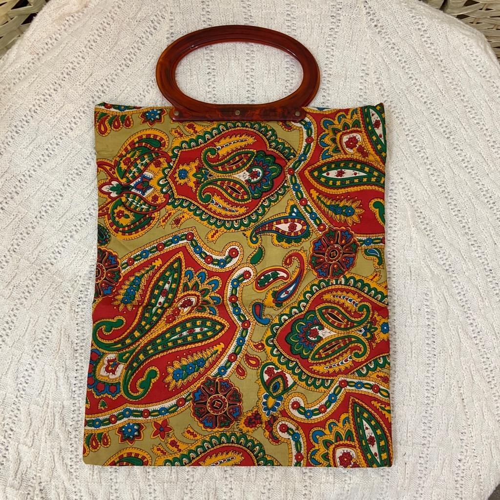 Vintage, Stunning Psychedelic Folding Handbag Tote 15.5in x 12.5in