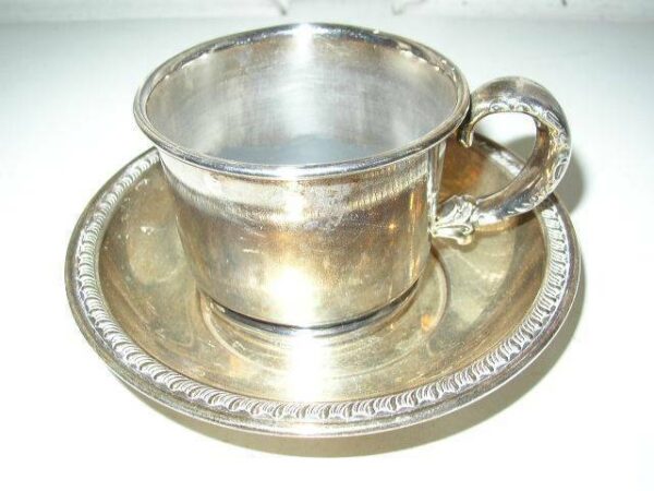 Antique, 19th C, Quadruple Plate, Warren Silver Plate Co., Cup and Saucer