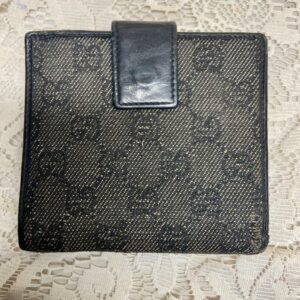 Authentic, Gucci Black Mono Canvas Bi-fold Wallet 4.5in x 4.5in