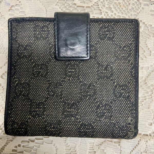 Authentic, Gucci Black Mono Canvas Bi-fold Wallet 4.5in x 4.5in