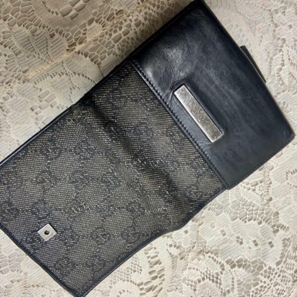 Authentic, Gucci Black Mono Canvas Bi-fold Wallet 4.5in x 4.5in