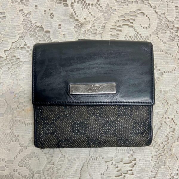 Authentic, Gucci Black Mono Canvas Bi-fold Wallet 4.5in x 4.5in