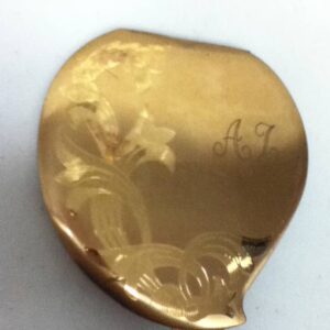 Vintage, Art Deco, USA, Elgin American, Heart Shaped, Gilded Metal Compact