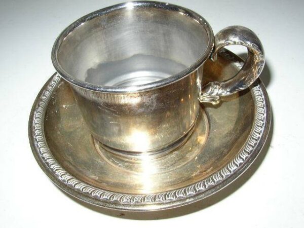 Antique, 19th C, Quadruple Plate, Warren Silver Plate Co., Cup and Saucer