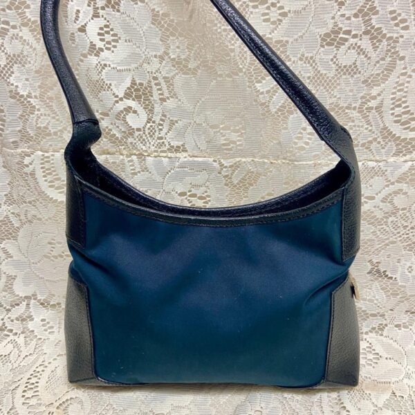 Ferragamo Blue Canvas with Black Leather Trim Tote- Handbag 10in x 8in x 2.5in